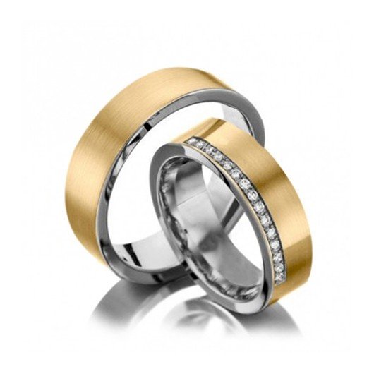 Alianças Casamento Ouro E Prata Polida 5mm 10g