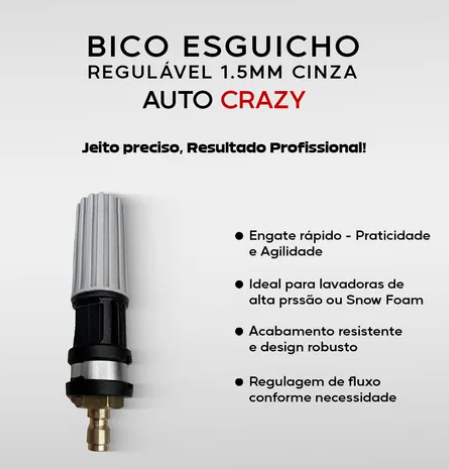 Esguicho Regulável 1,5 Cinza Auto Crazy
