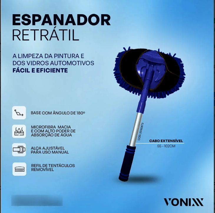 Espanador Retrátil Vonixx Cabo Ajustável Limpeza Automotiva