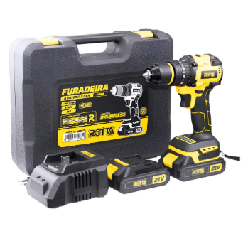 Furadeira Parafusadeira A Bateria 21v Rotta 60nm Com Maleta