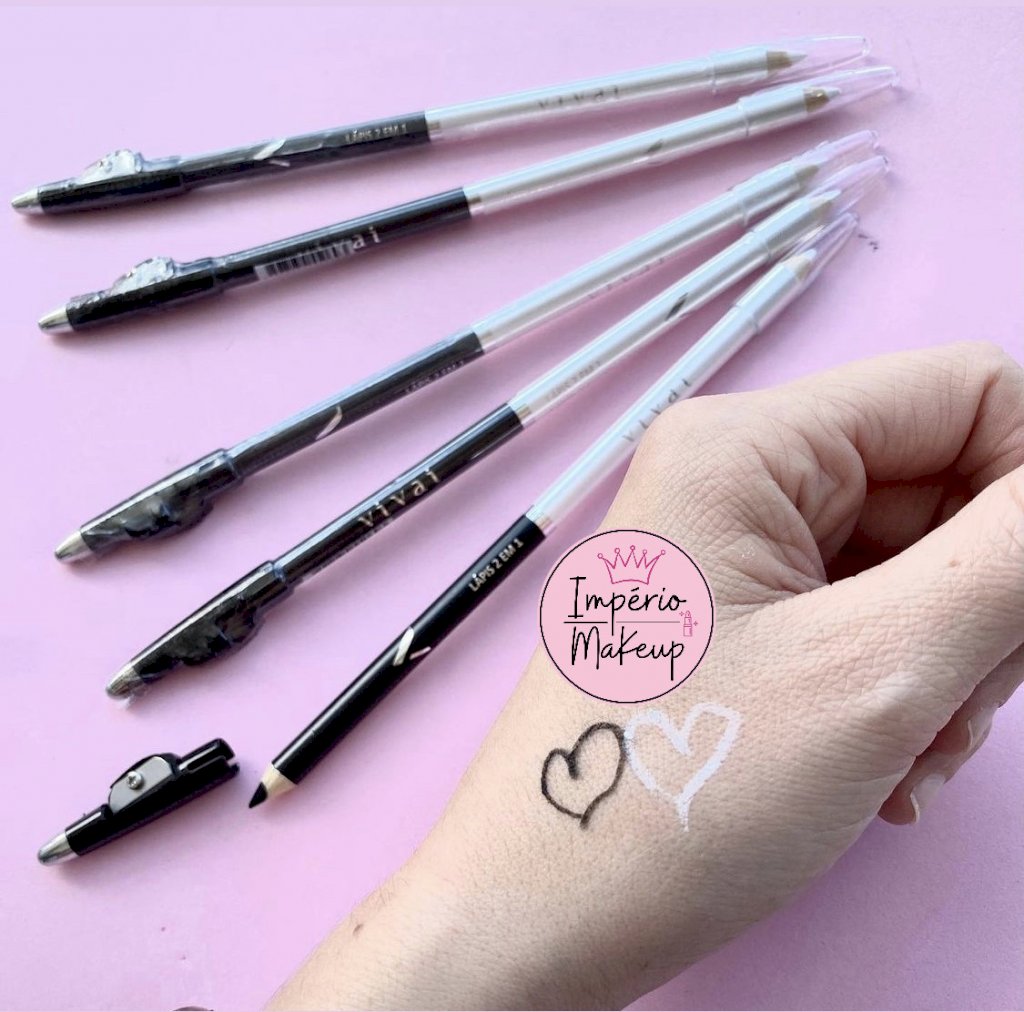 Lápis de olho 2em1 Preto & Branco C/ Apontador - Vivai LAP0014