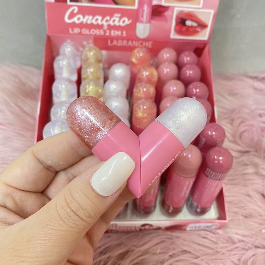 Lip gloss 2 em 1 coração - Labranche - GLOS0021