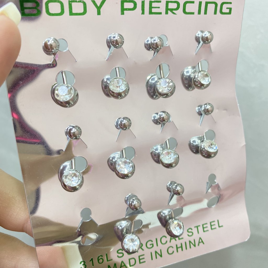 Piercing de umbigo bolinha com pedra ✨