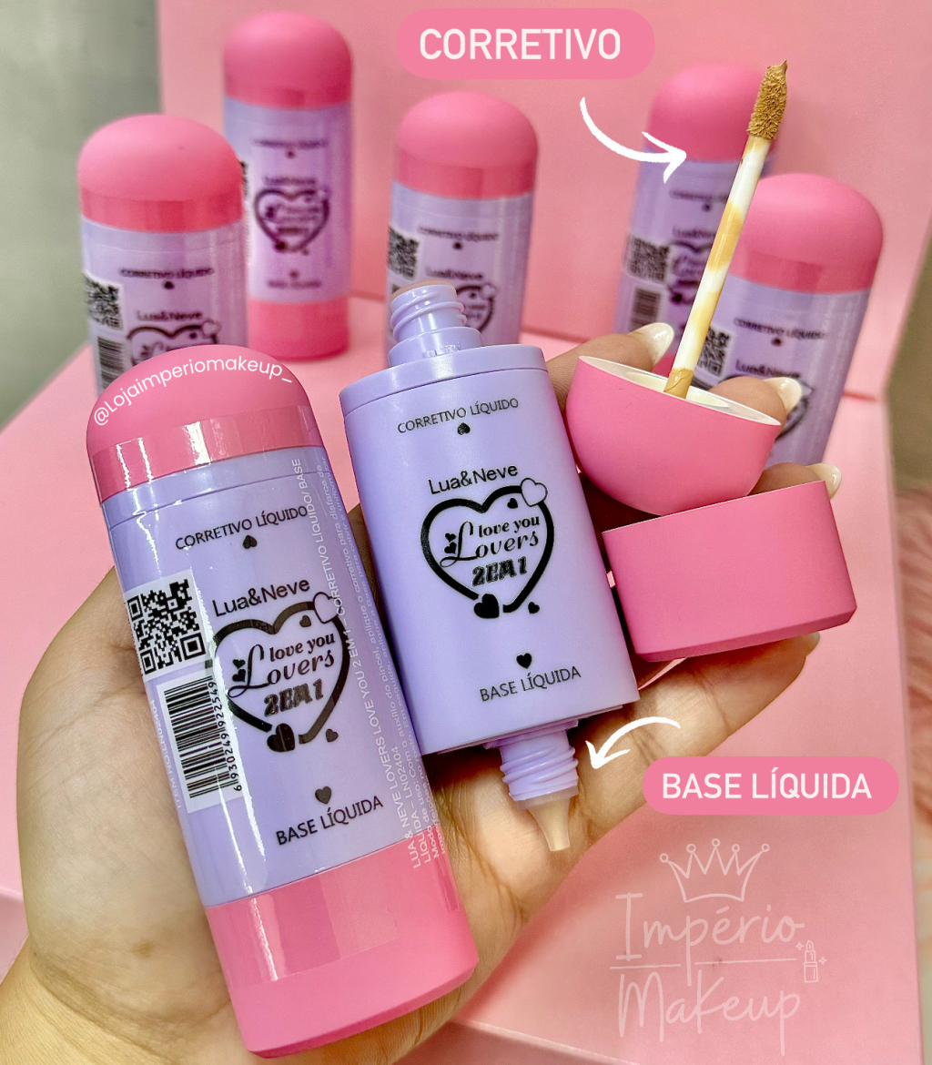 Base líquida e Corretivo Líquido 2em1 Love You Lovers - Lua e Neve  - BS0012