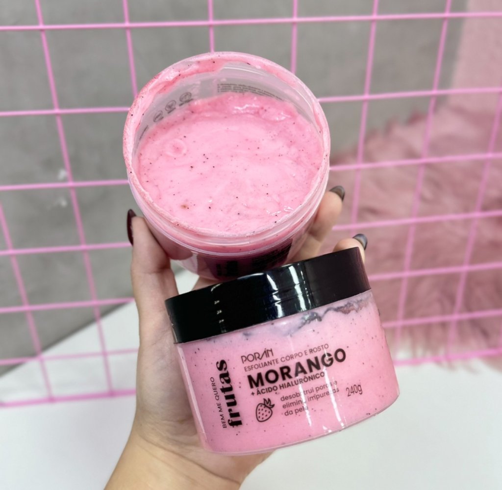 Esfoliante Corpo e Rosto Morango + Ácido Hialurônico - Poran Cosméticos ESF0035