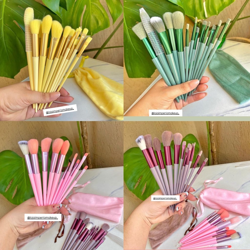Kit c/ 12 pincéis saquinho veludo 🩷- PIN0004