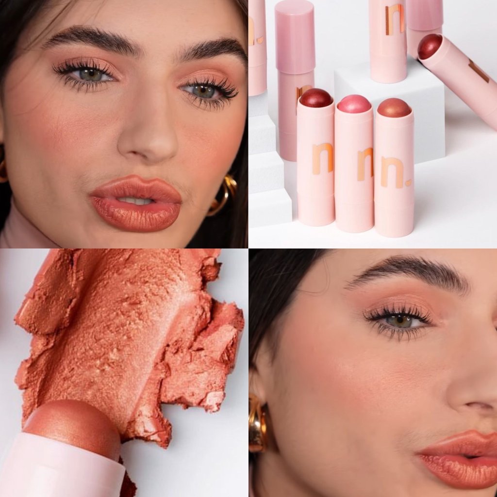 (PREMIUM) Nina Stick Multi funções Blush & Batom - Sombra & Iluminador - Nina Makeup (Cor: Peach Glow) BLU0028