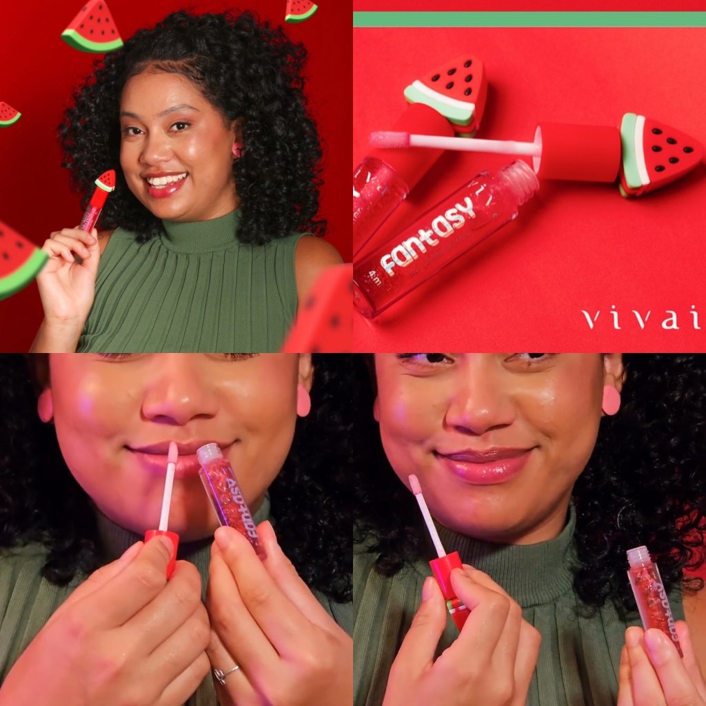 Lip Gloss Fantasy Sabor de melancia - Vivai - GLOS0101