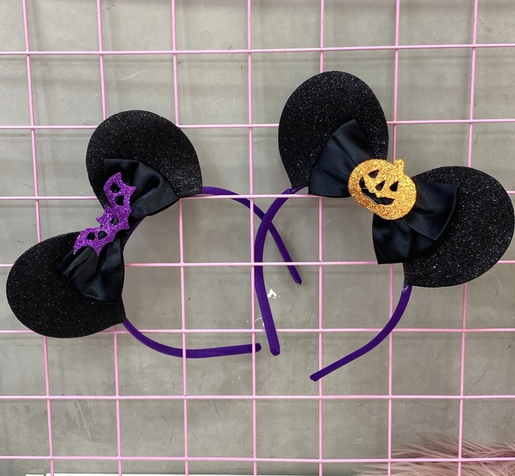 Arquinho de cabelo c/ orelha do mickey halloween 👻 