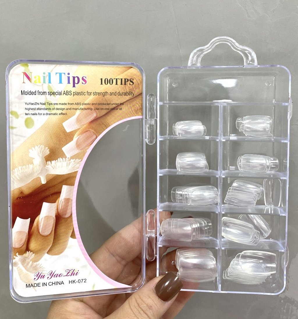 Kit c/ 100 unhas tips quadrada pequena transparente HK-072 - Nail tips yu yao ehi UP0095