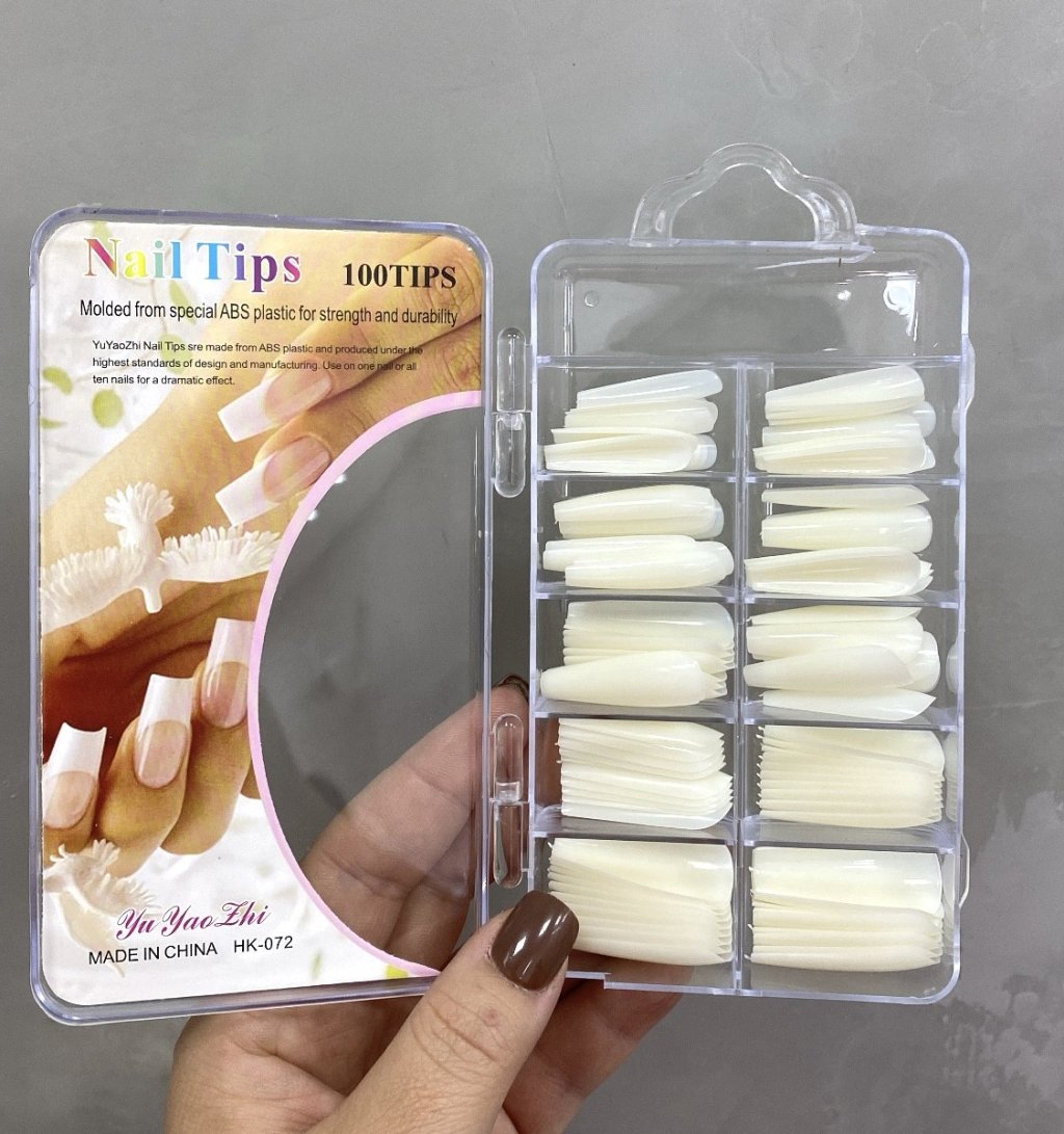 Kit C/ 100 Unhas Postiças Tips Bailarina Grande Leitosa (HK-072) - Nail Tips Yu Yao Ehi UP0163