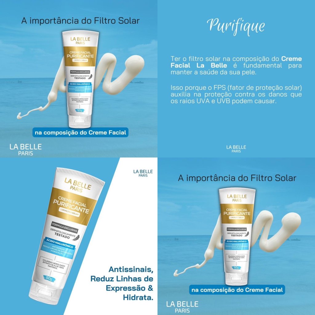 Creme Facial Purificante com filtro solar - Lá belle HID0084