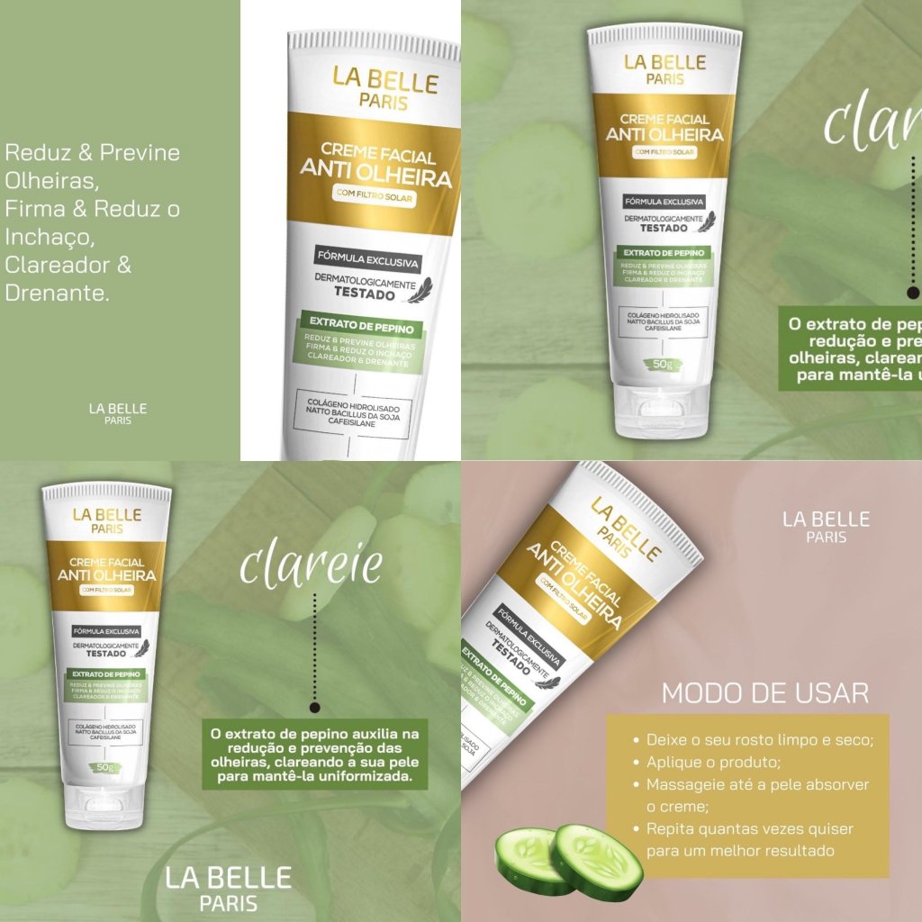 Creme facial anti olheira c/ filtro solar - Lá Belle HID0024