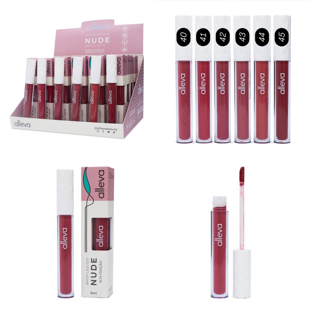 Batom Líquido Matte Cor 40 á 45 - Alleva BAT0066