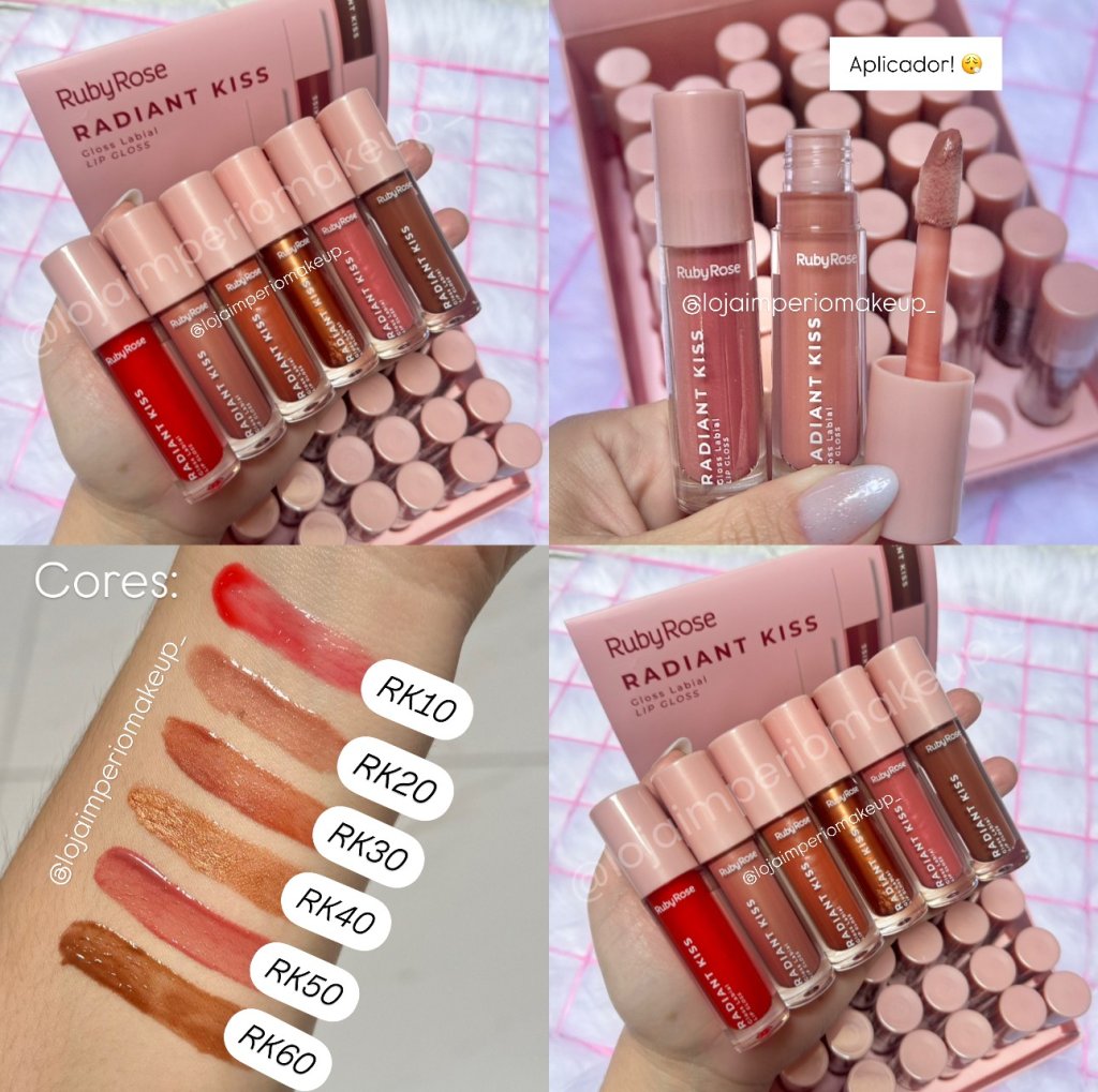 Lip Gloss Labial RADIANT KISS - Ruby Rose Lançamento - GLOS0070