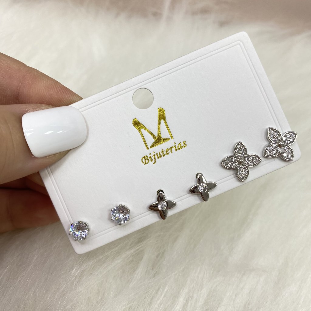 Kit trio de brincos Bijoux chique (Modelo B) ✨