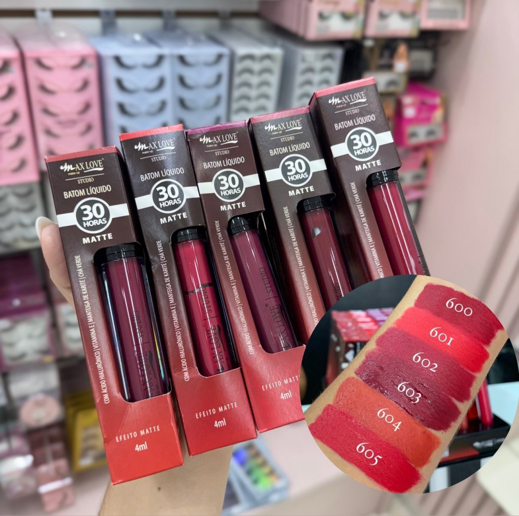 Batom líquido matte 30 horas - Max Love (600 ao 605)  BAT0076