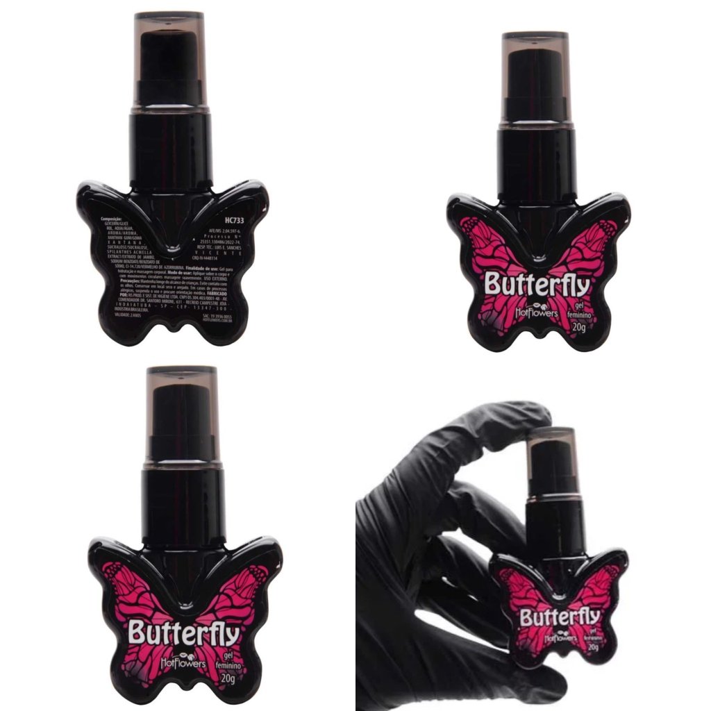 (PREMIUM) BUTTERFLY GEL VIBRADOR FEMININO 20G HOT FLOWERS - SX0015