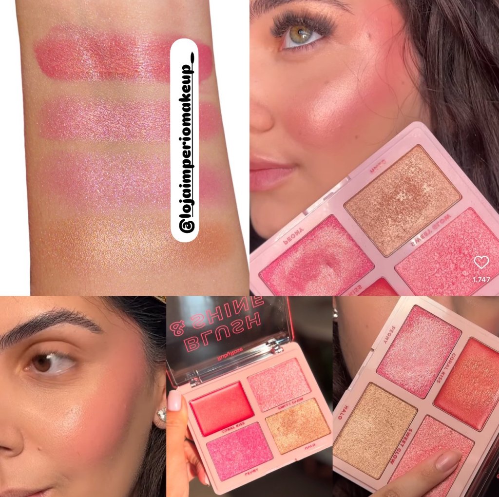 (PREMIUM) Paleta de Blush & Shine Rose Gold Ruby Rose Linha Rosa lançamento BLU0045