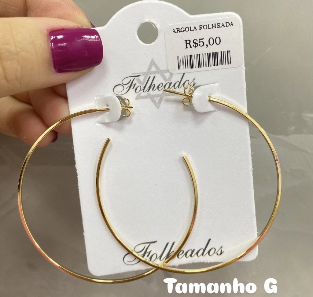 Argola lisa dourada folheada ✨