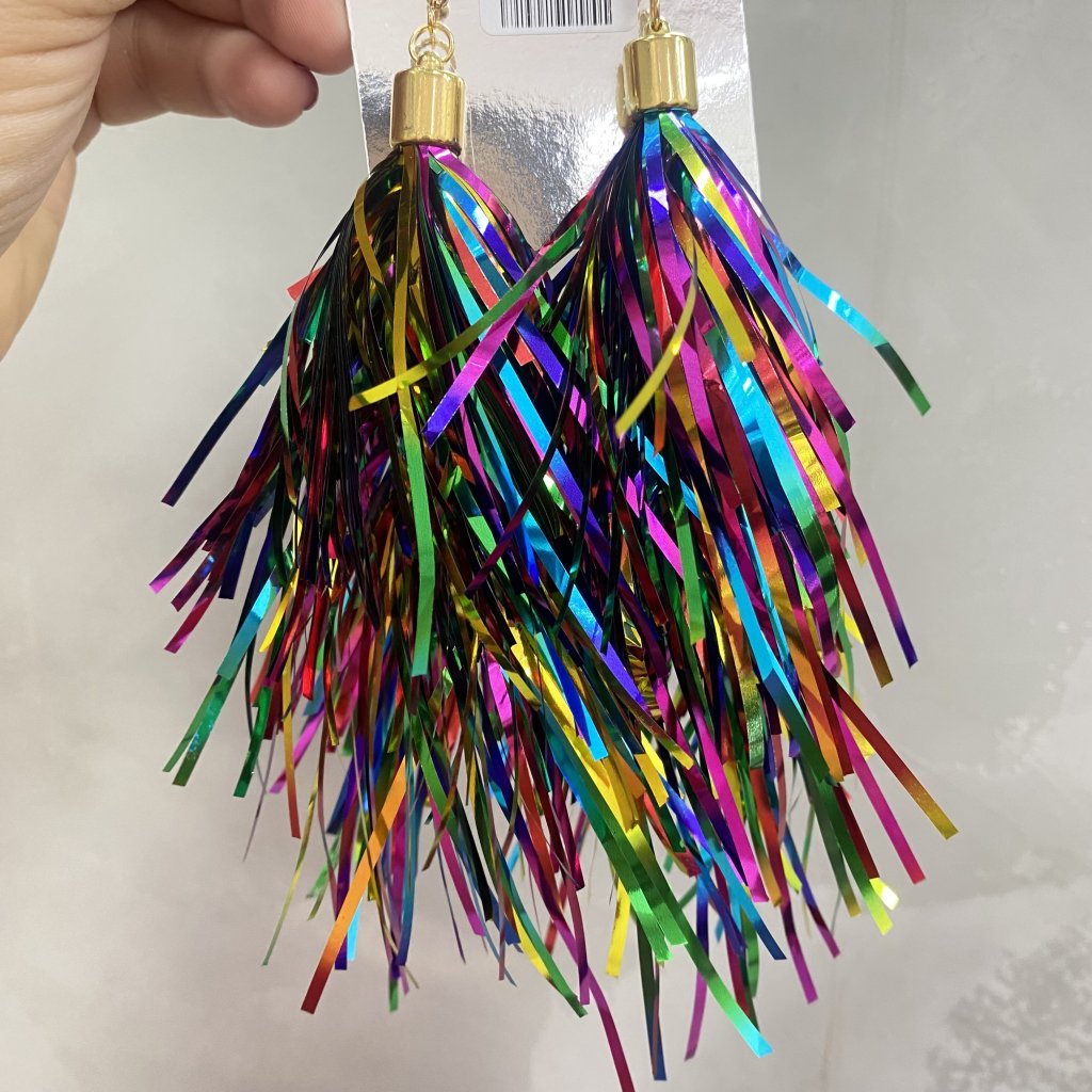 Brinco dourado c/ fetilho colorido carnaval 🎊