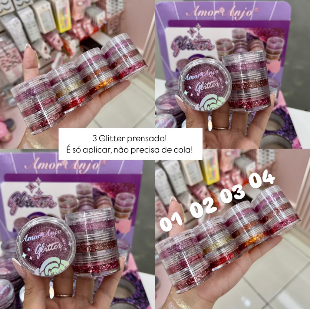 3 Glitter Prensado - Amor Anjo ✨PGGL0014