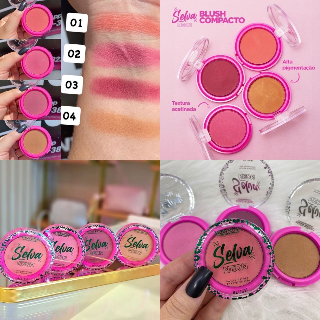 Blush facial em pó Selva neon - Miss Rosê BLU0049