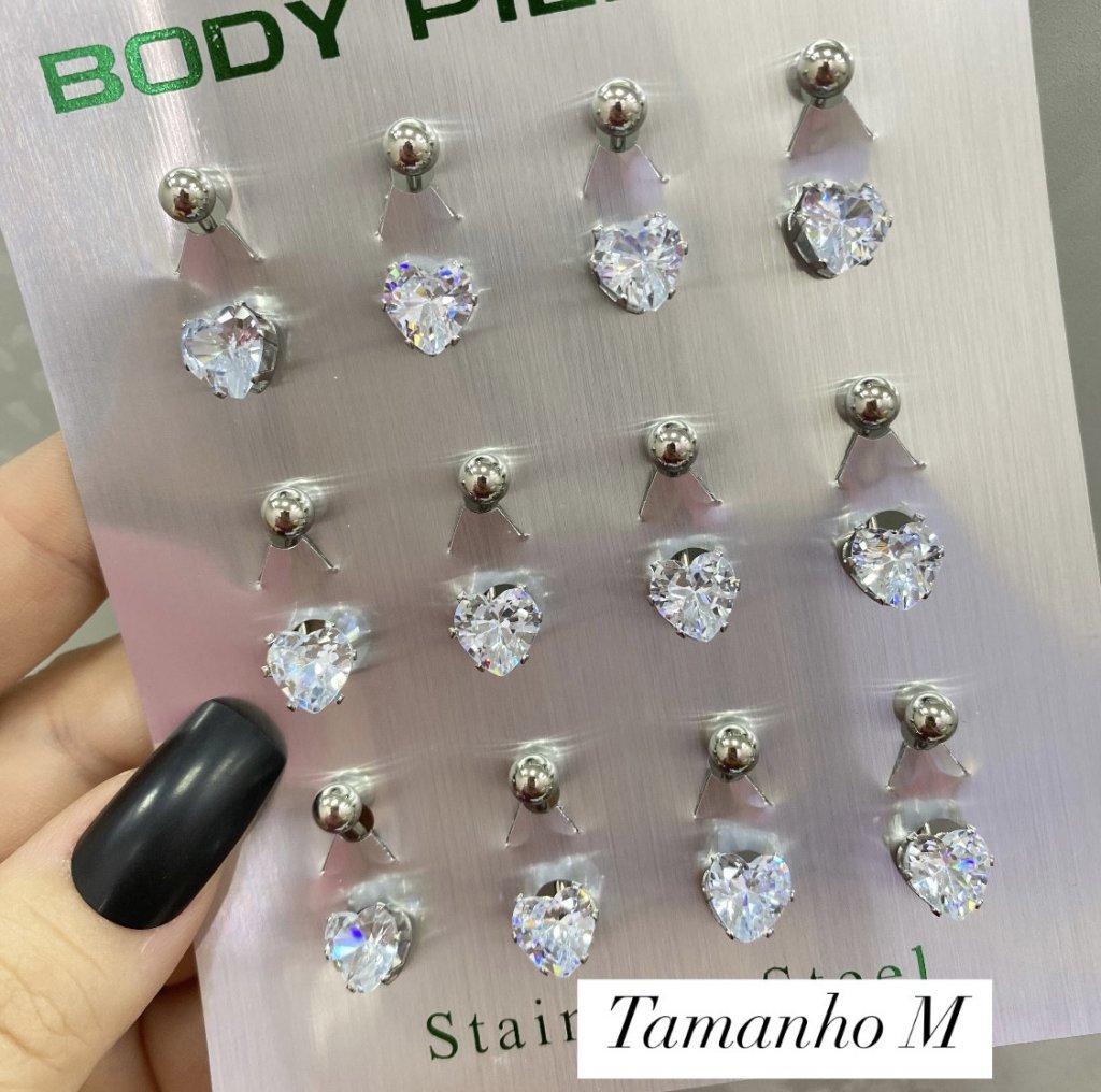 Piercing para umbigo bolinha e coração ✨( Tamanho P ou M)