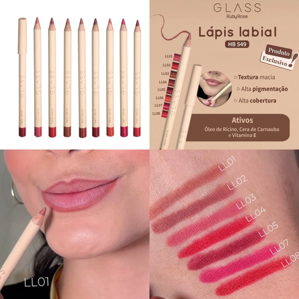 Lápis Labial Linha Glass Ruby Rose Lançamento LL0020