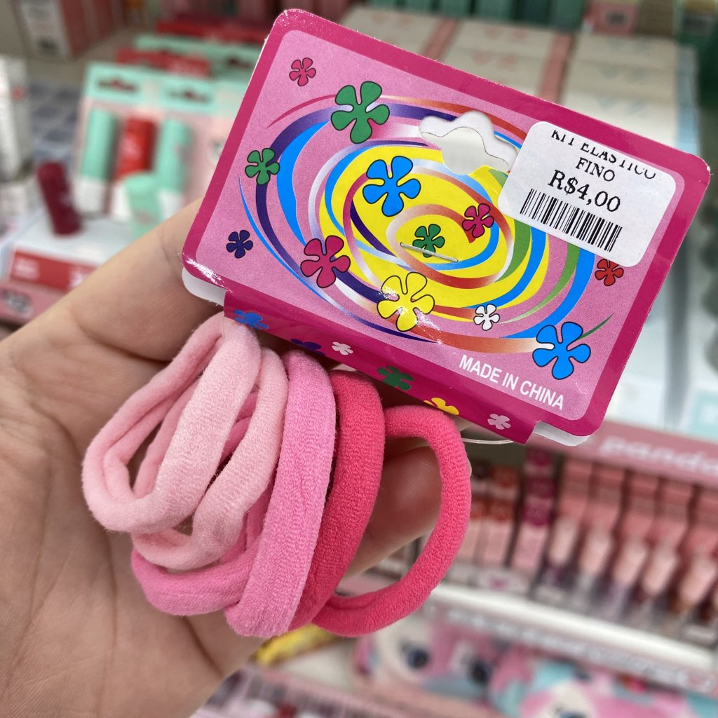 Kit com 6 elástico tons rosa 🩷