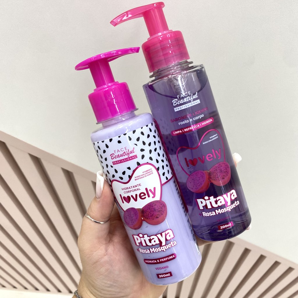 Kit sabonete + hidratante rosto e corpo Pitaya + Rosa mosqueta - Face Beautiful HID0091