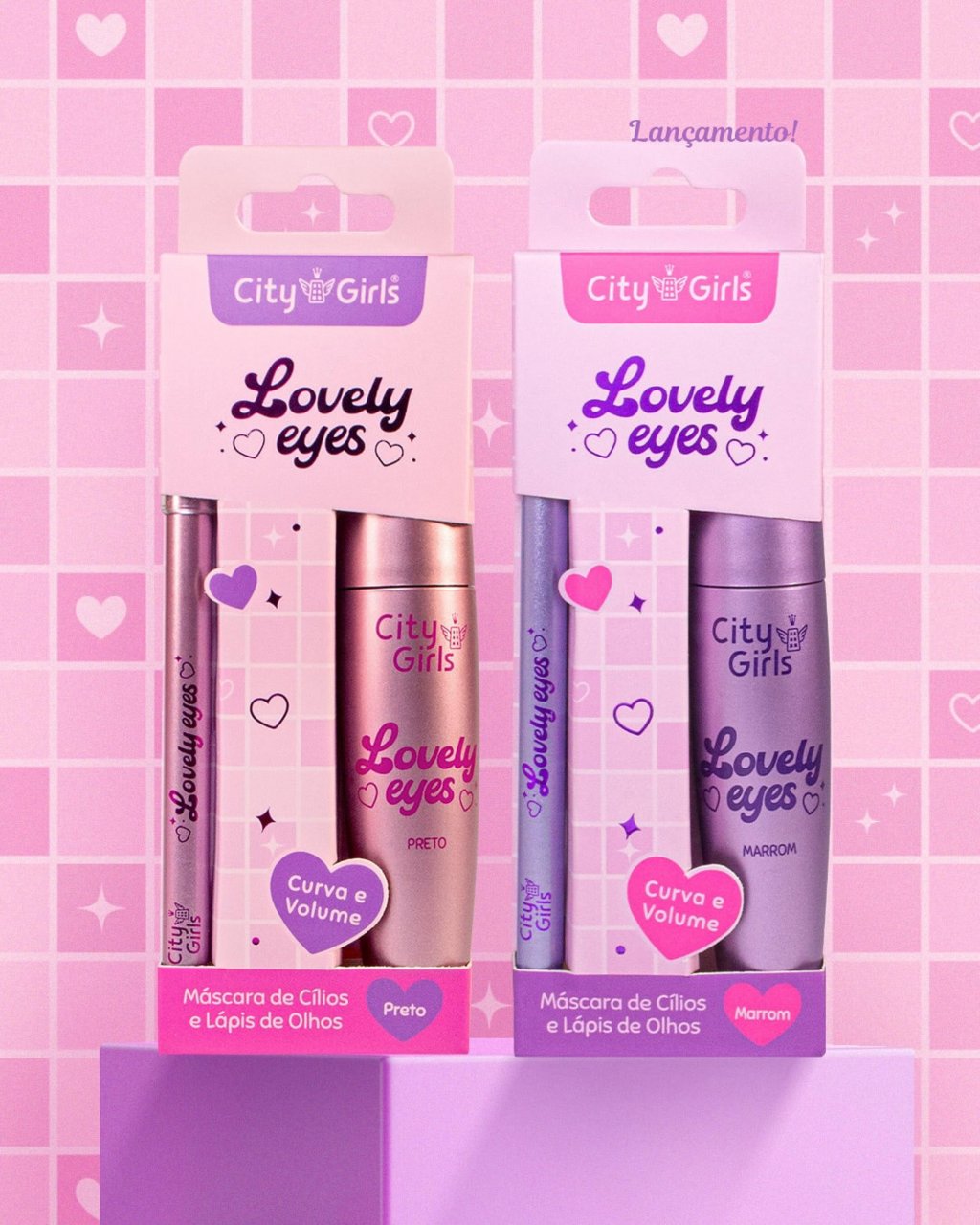 (PREMIUM) Kit Lápis De Sobrancelha + Rimel Lovely Eyes - City Girls RIM0078