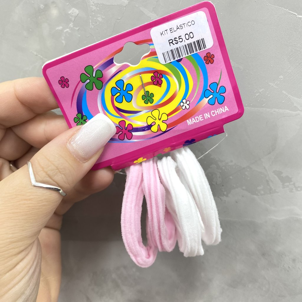 Kit elástico rosa e branco ✨