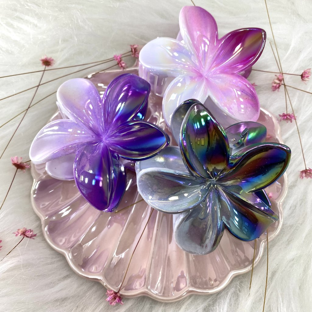 Presilha grande modelo flor cores mesclada e holográfica 🌸