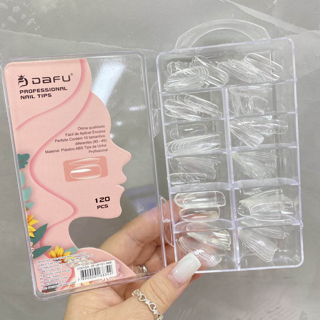Kit c/ 120 unhas postiça tips modelo almond transparente UP-101-N48 - Dafu UP0122