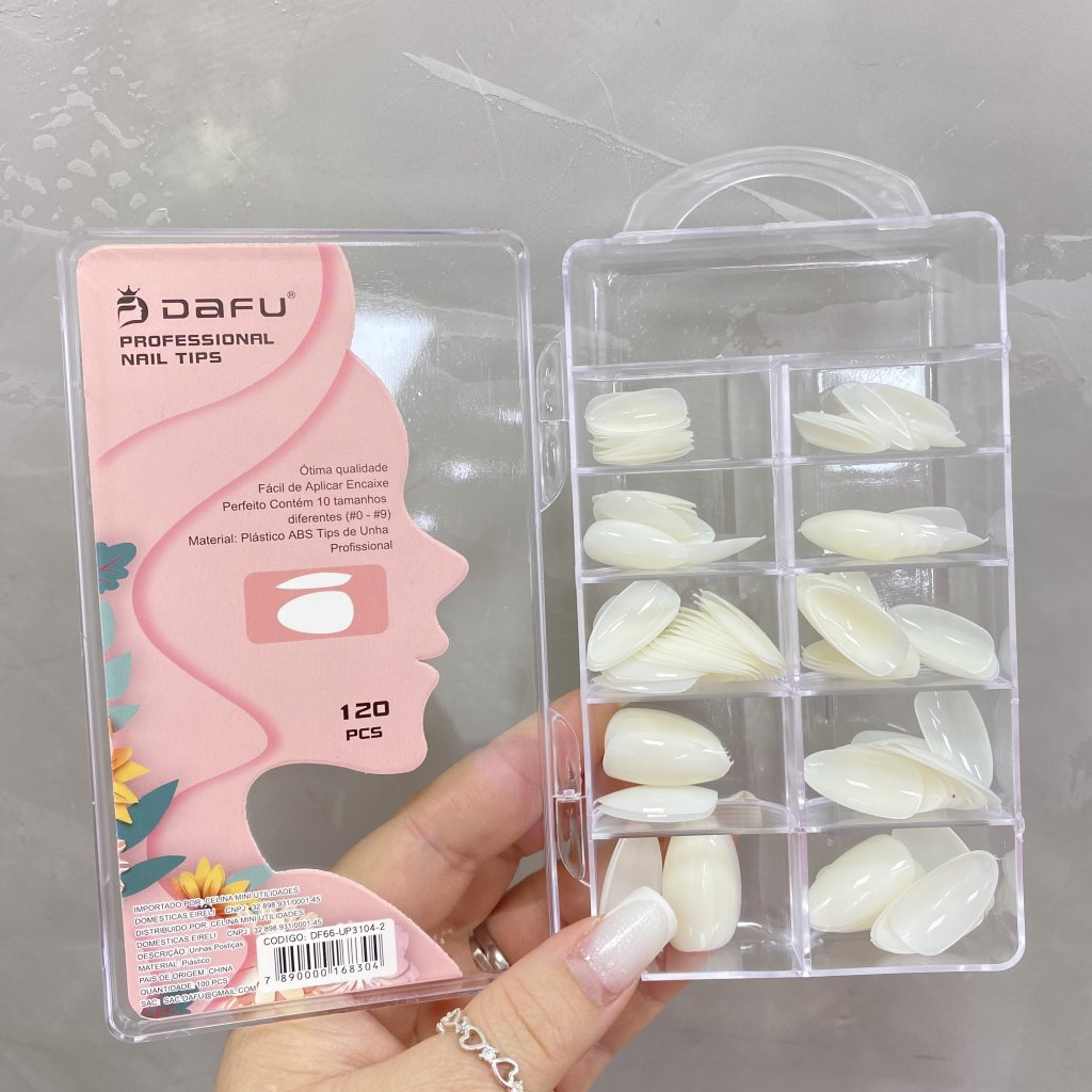 Kit c/ 120 unhas postiça tips modelo almond leitosa - Dafu UP0123