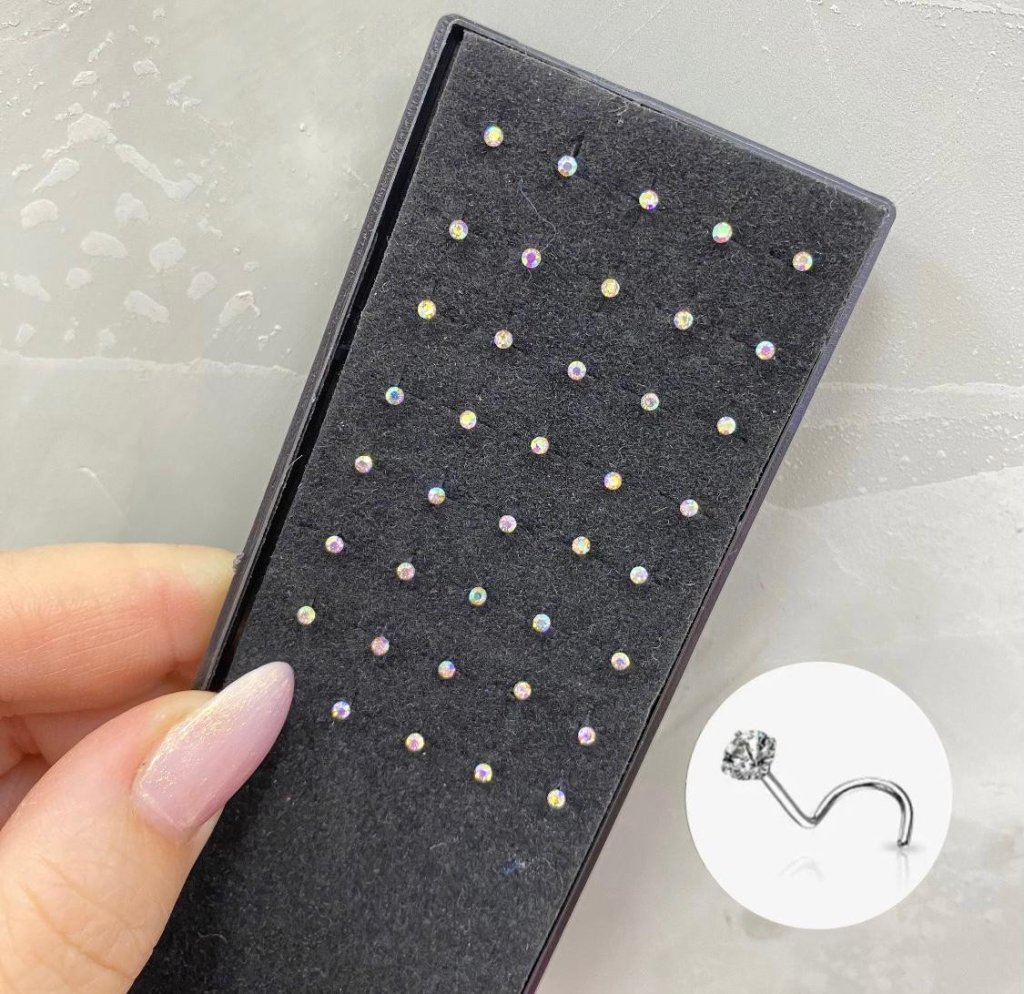 Piercing de nariz ponto de luz furta cor - aço inoxidável 