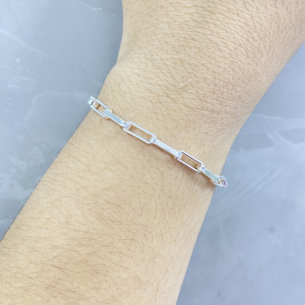 Pulseira prata folheada modelo corrente detalhada ✨