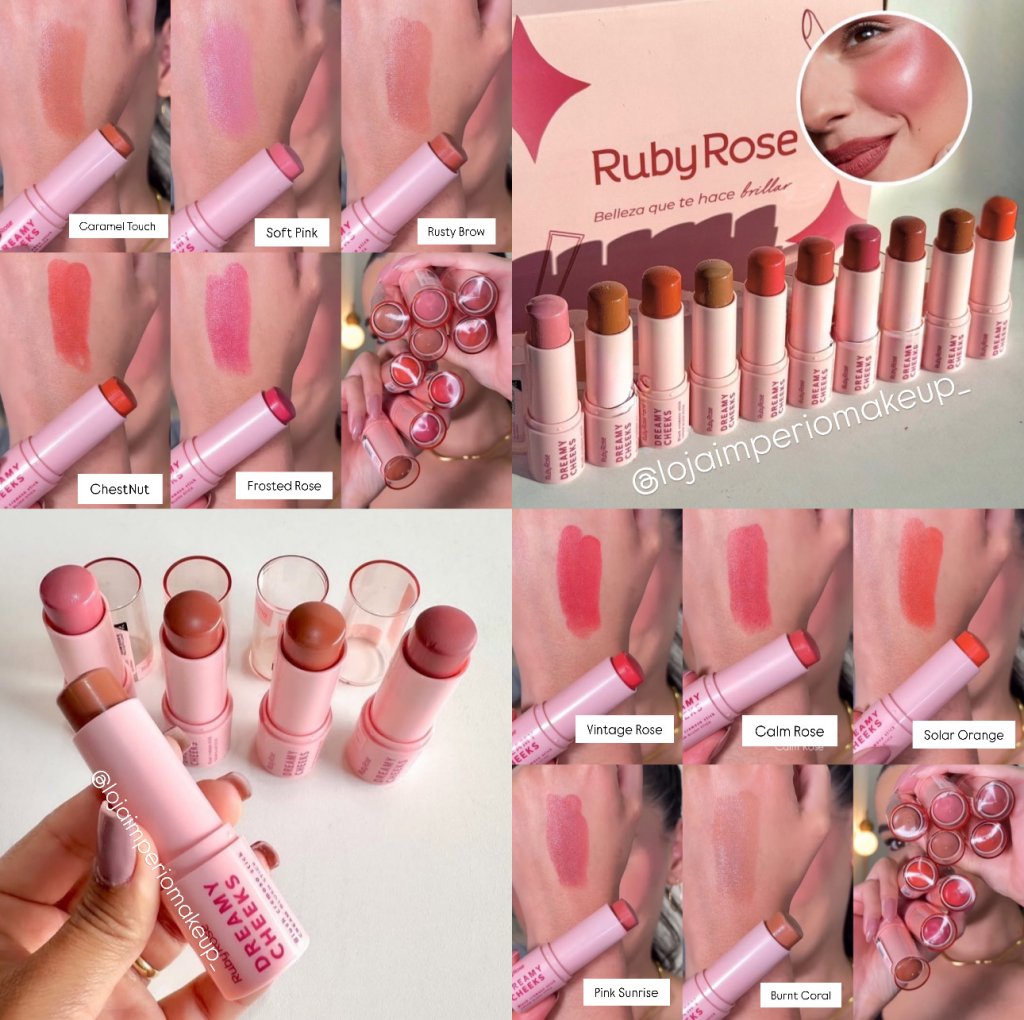 (PREMIUM) Blush Bastão Cremoso Dreamy Cheeks • Linha Rosa - Ruby Rose BLU0080