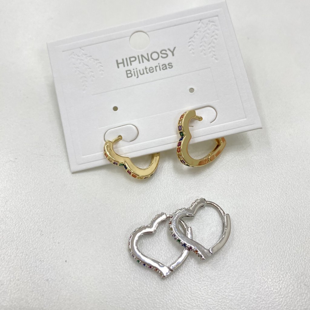 Argola coração cravejado Bijoux fina (modelo 06) ✨