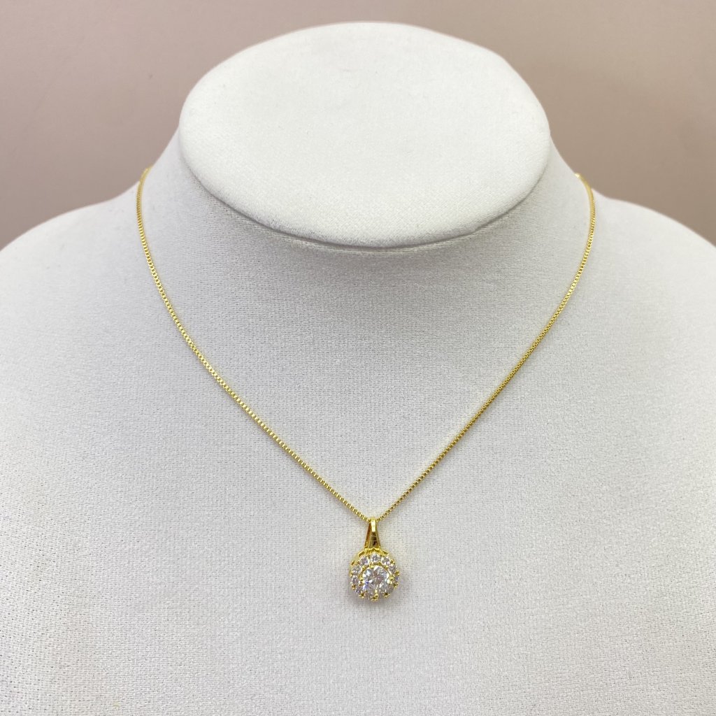 Colar dourado folheado ponto de luz cravejado ✨