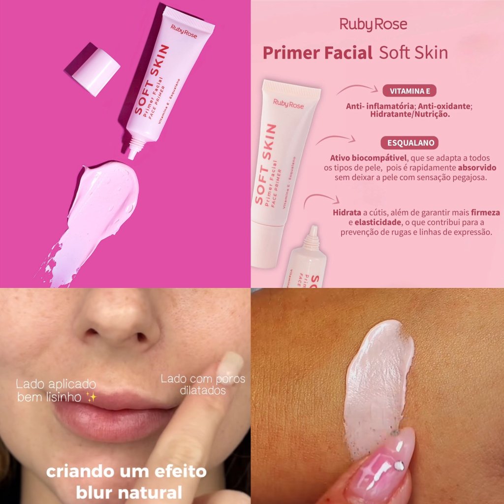 (PREMIUM) Primer Facial Soft Skin Linha Rosa - Ruby Rose PRI0041