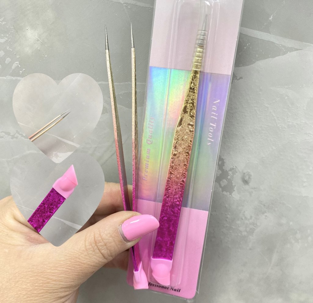 Pinça ponta fina e aplicador de cílios postiço - Dafu 