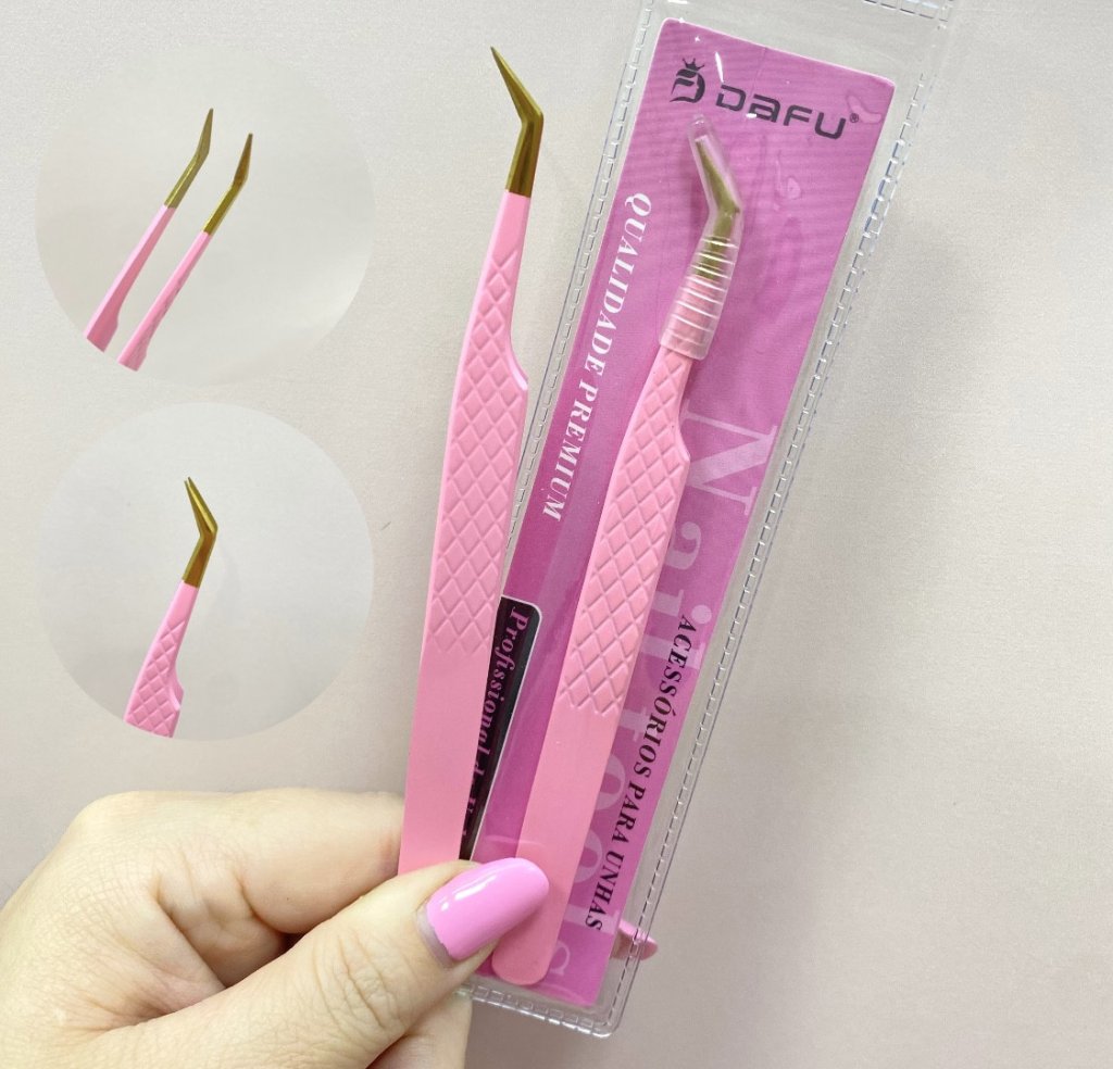 Pinça para unhas/cilios ponta fina e chanfrada 01 - Dafu 