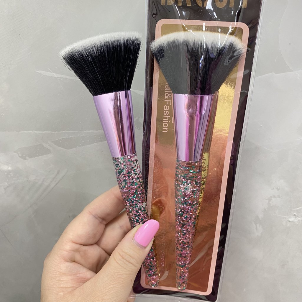Pincel Kabuki Reto Macio Cabo Glitter E Lilás ✨ PIN0122