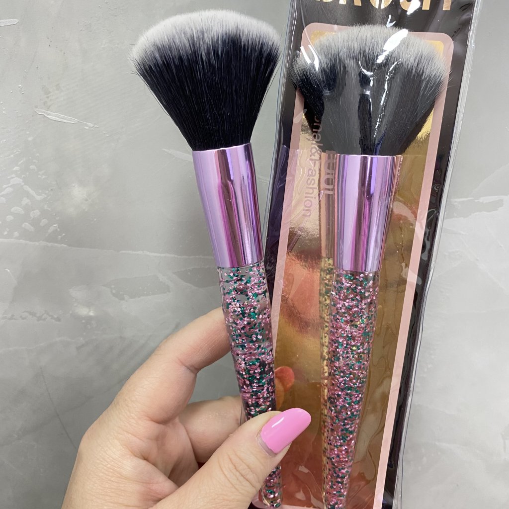 Pincel Para Pó Cabo Glitter Lilás ✨PIN0123
