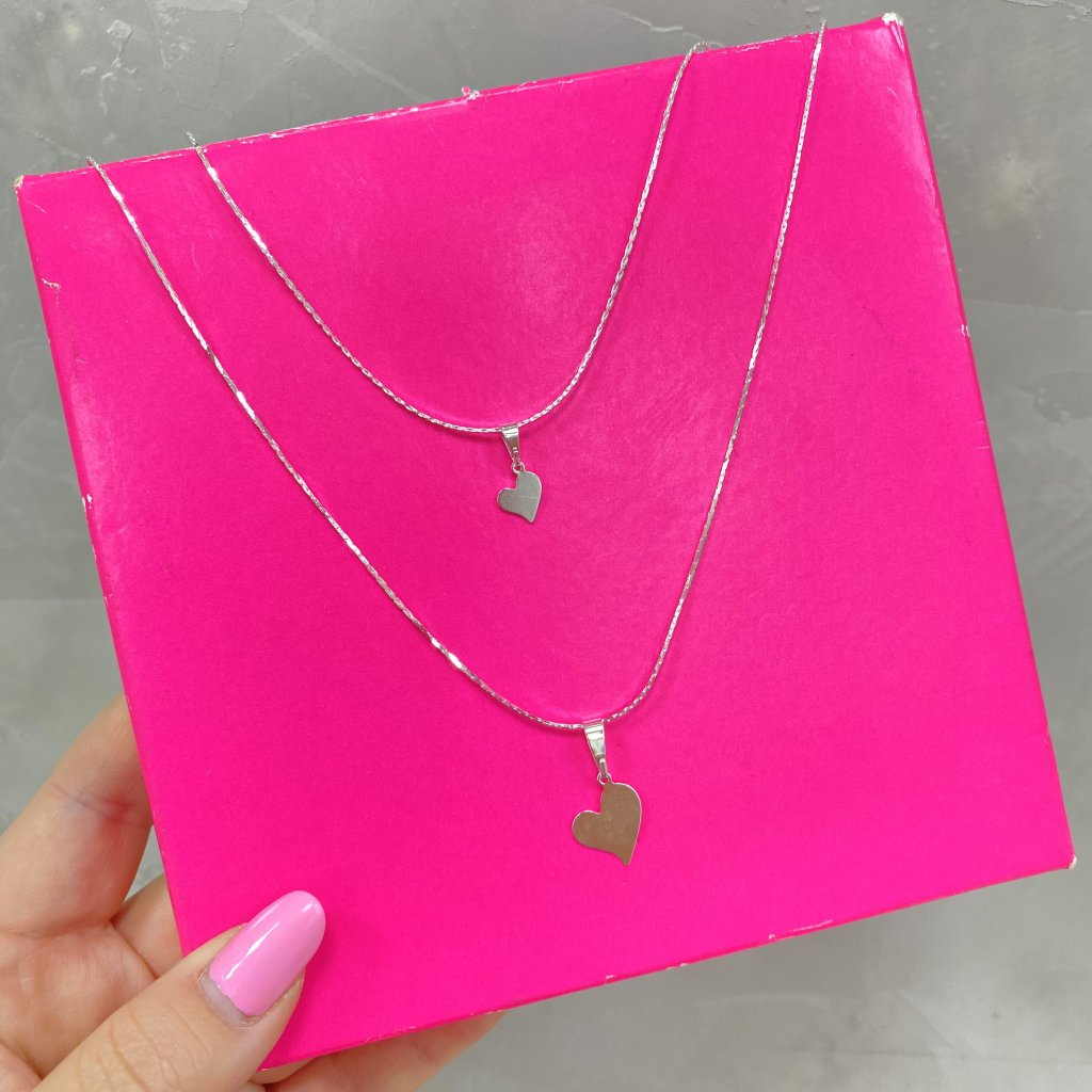 Colar duo prata folheado Fio fino e pingente de coração 🥰 ✨