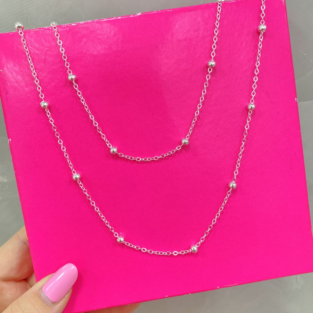 Colar duo prata folheado mini bolinhas ✨