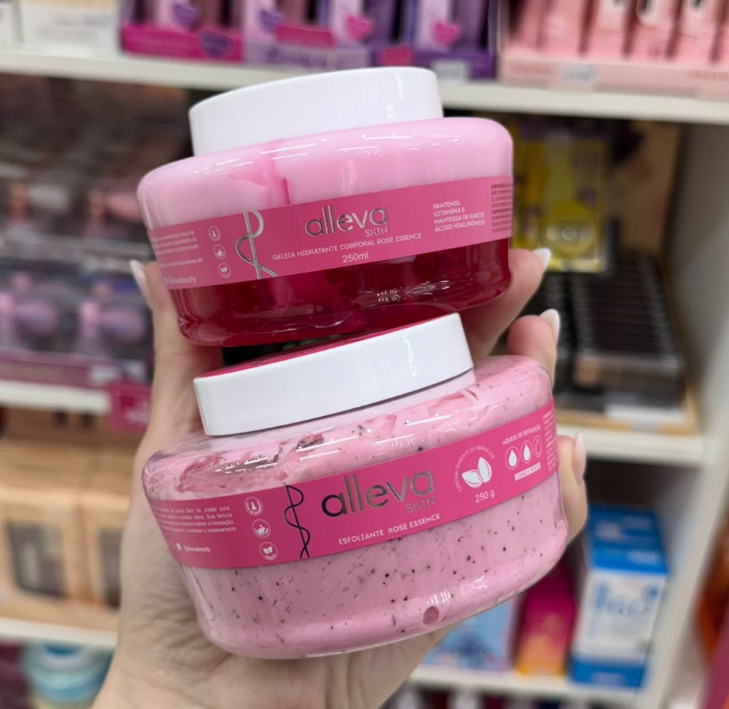 (PREMIUM) Kit Hidratante + Esfoliante Rose Essence - Alleva HID0109
