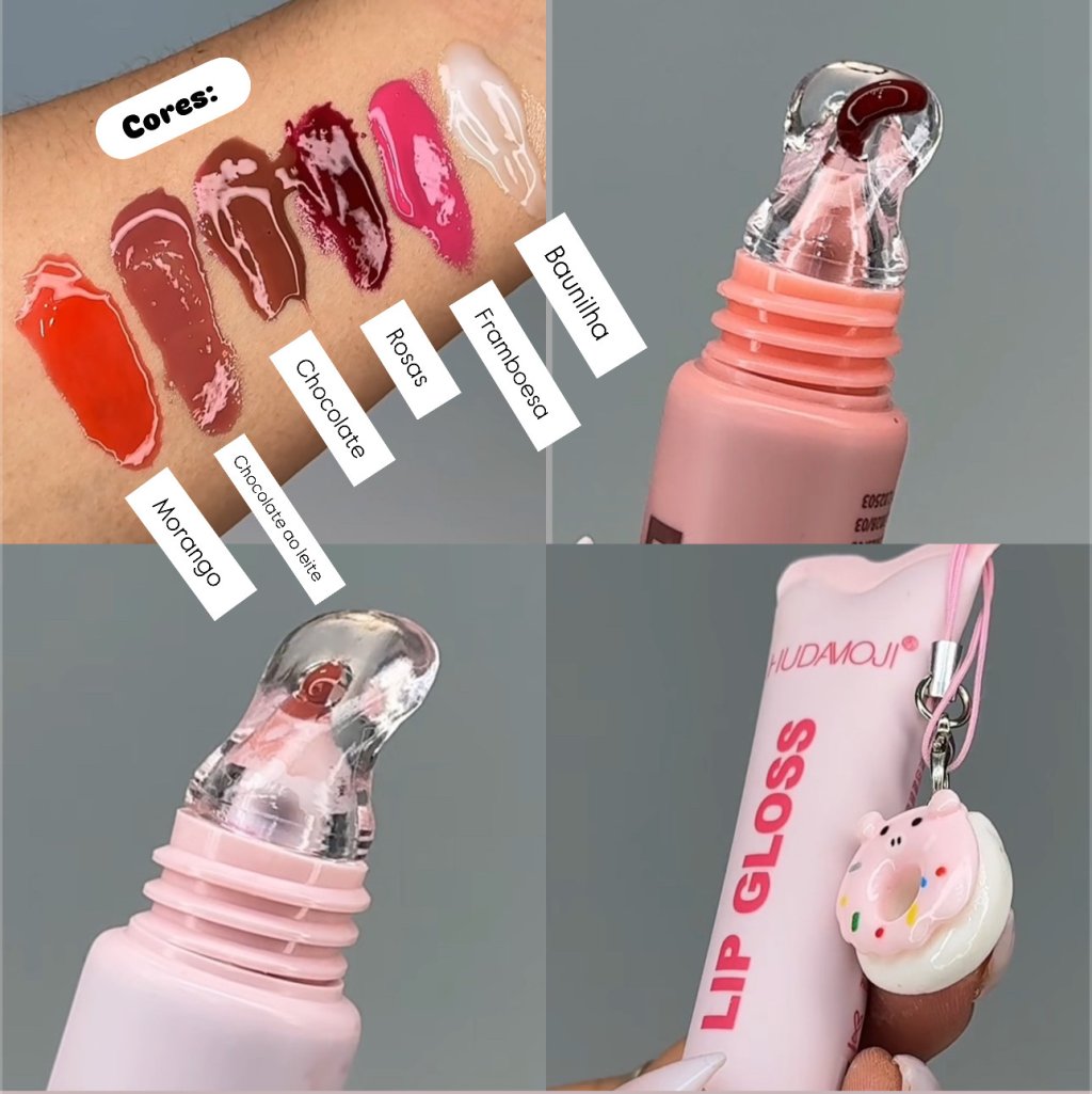 Lip Gloss Com Pingente Fofo - HudaMoji GLOS0227